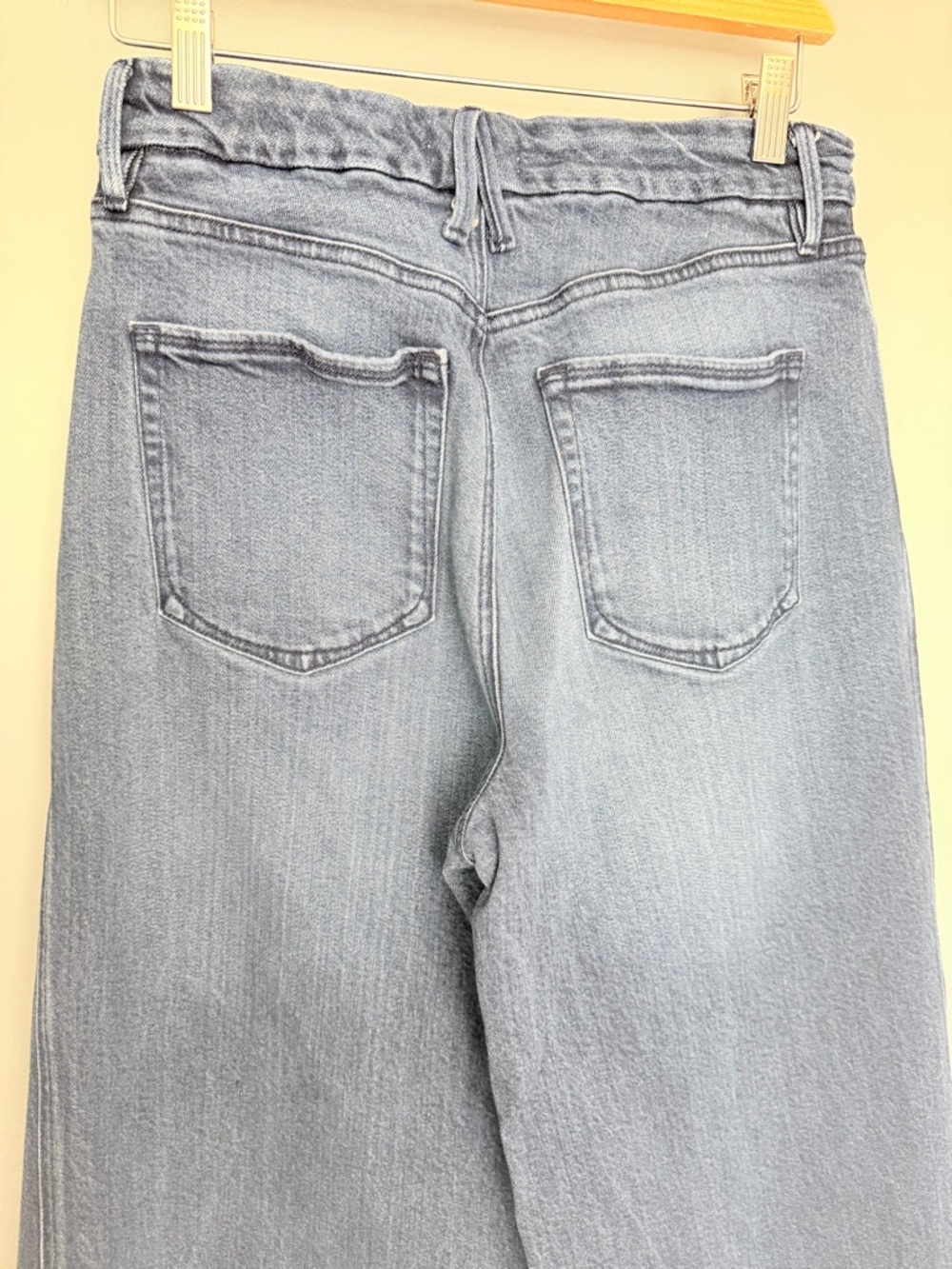 Good American "Soft Tech Good Skate" Indigo Blue Denim High Waist Wide Leg Jean - Picture 9 of 16